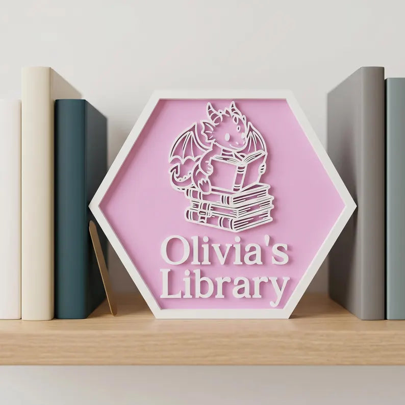 Personalized Book Nook Decor, Custom Reader Library Sign