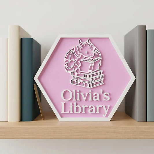 Personalized 3D-Printed Library Sign, Bookshelf Decor for Book Lovers, Custom Book Nook Decor, Custom Sign Gift For Readers, Readers Gift