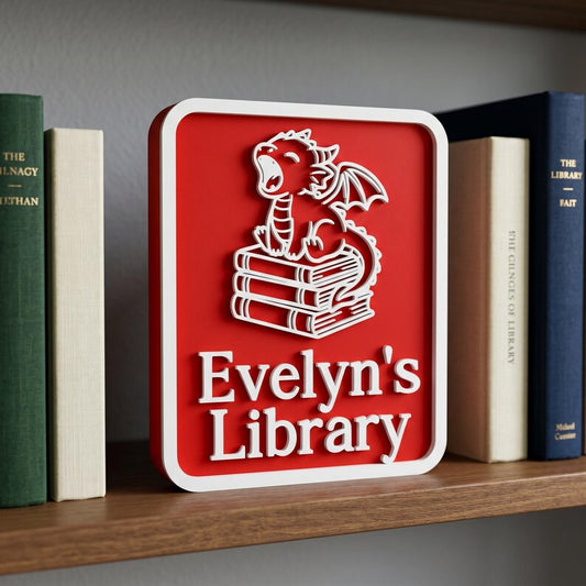 Personalized Library Sign, 3D Printed Bookshelf Decor,Gift For Book Lovers, Custom Book Nook Decor, Custom Name Sign Gift For Readers