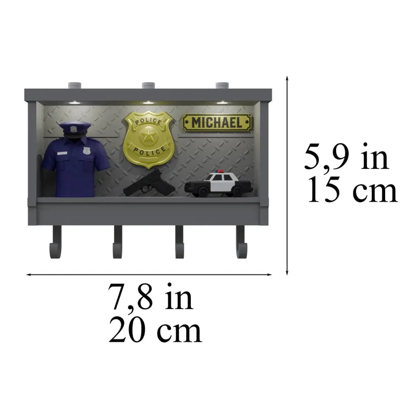 Custom Police Key Holder, Personalized LED Wall Decor