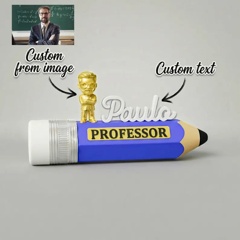Personalized Teacher Name Plate, Custom Desk Figurine