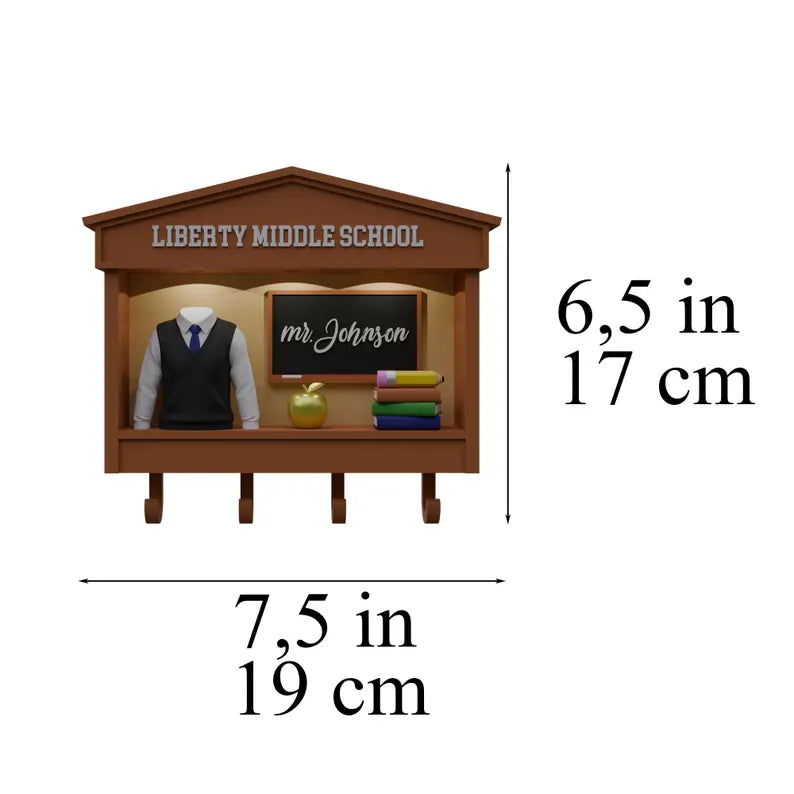 Custom Teacher Key Holder, Personalized Shadow Box Wall Decor