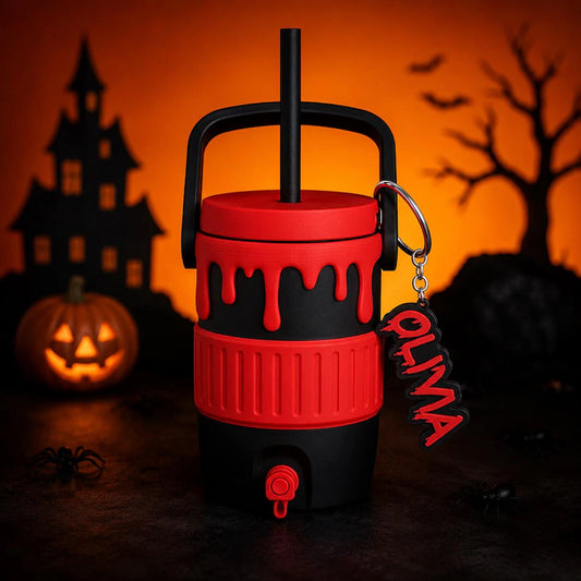 Personalized Halloween Can Holder, Custom Name Keychain, 3D Printed Spooky Can Cooler, Spooky Gift for Friends, Blood Drip Can Coozie