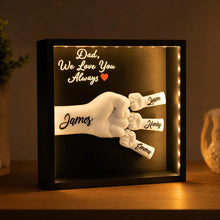 Personalized Fist Bump LED Shadow Box, Custom Family Name Keepsake