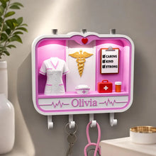 Personalized Nurse Key Holder, Custom Shadow Box Wall Decor