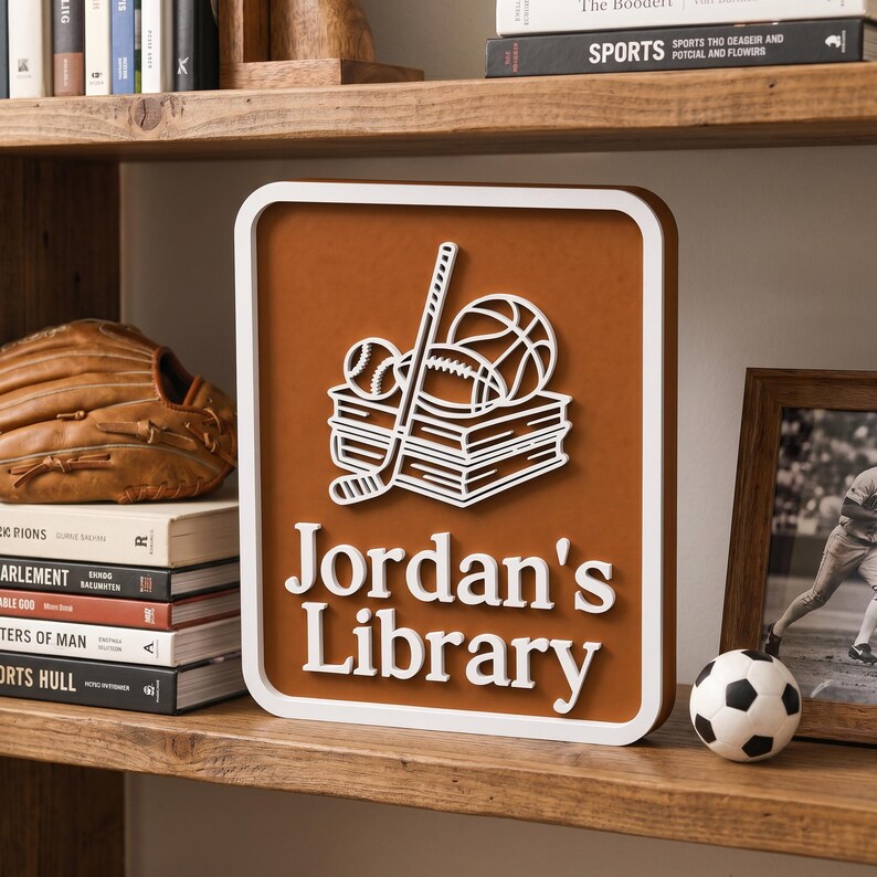 Personalized Library Sign, Custom Book Nook Decor