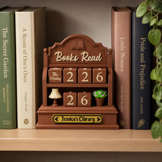 Personalized 3D-Printed Book Tracker, Books Read This Year, Custom Name Gift for Book Lovers, Bookshelf Decor, Vintage Library Decor