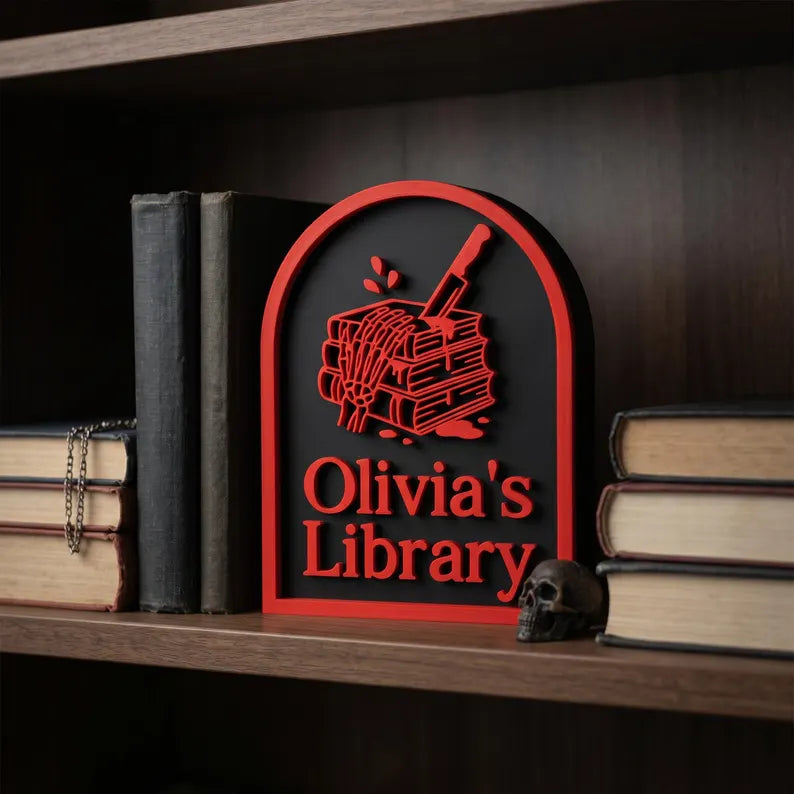 Custom Book Nook Sign, Personalized Library Decor