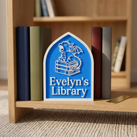 Personalized 3D-Printed Library Sign, Bookshelf Decor For Book Lovers, Custom Book Nook Decor, Custom Name Sign Gift For Readers