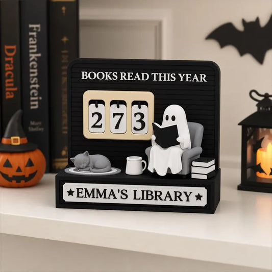 Personalized Book Tracker Halloween Decor, Chilling Ghost Bookshelf Decor, Cute Ghost Reading Shelf Display, 3D Printed Gift for Book Lovers