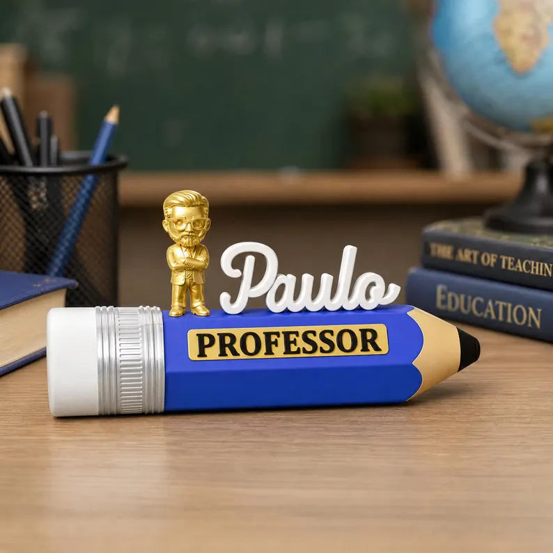 Personalized Teacher Name Plate, Custom Desk Figurine