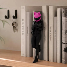 Female Biker Reading Book Figurine, Book Nook Decor