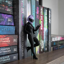 Female Biker Reading Book Figurine, Book Nook Decor