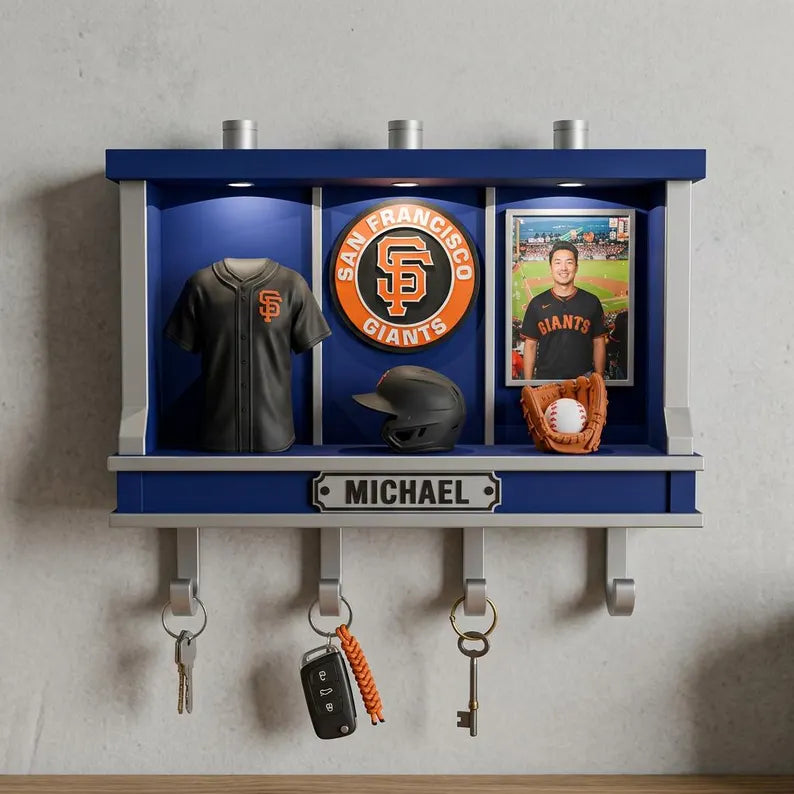 Custom Baseball Key Hanger, Personalized LED Wall Decor