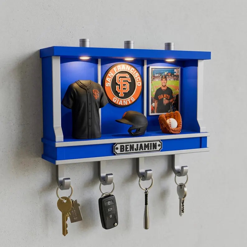 Custom Baseball Key Hanger, Personalized LED Wall Decor