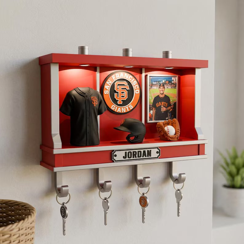 Custom Baseball Key Hanger, Personalized LED Wall Decor