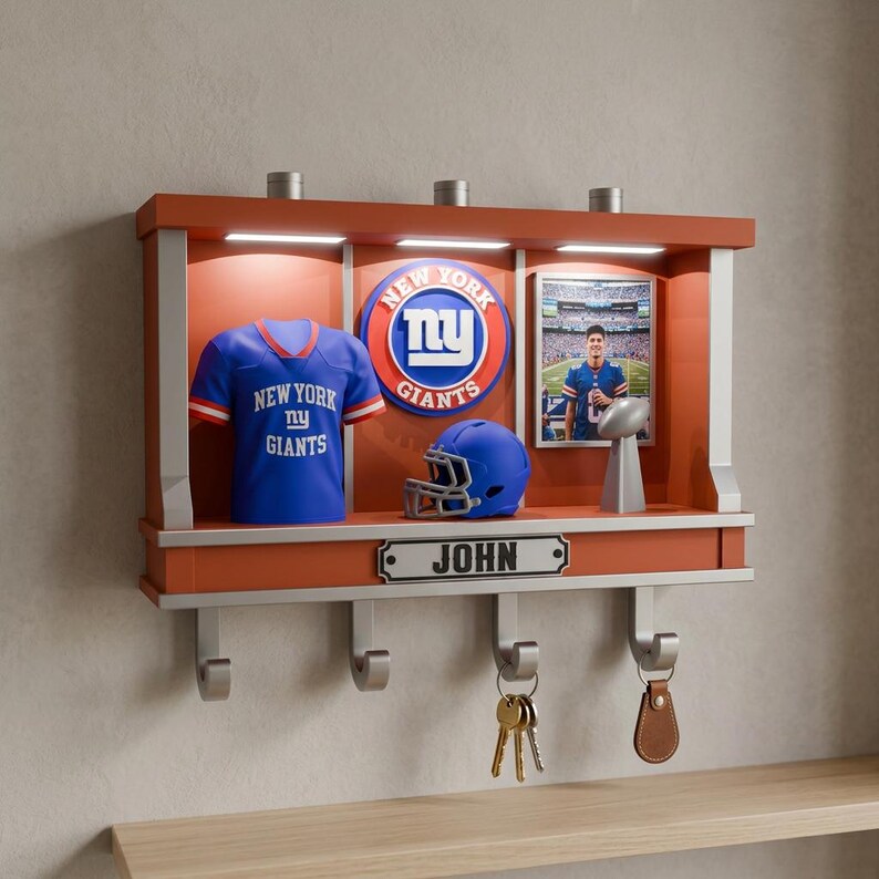 Custom Football Key Holder, Personalized LED Wall Decor