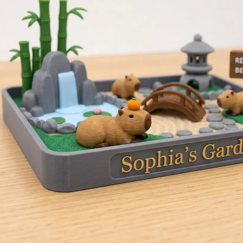 Personalized Capybara Zen Garden, Funny Desk Decor