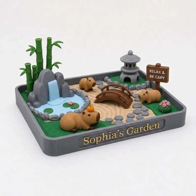 Personalized Capybara Zen Garden, Funny Desk Decor