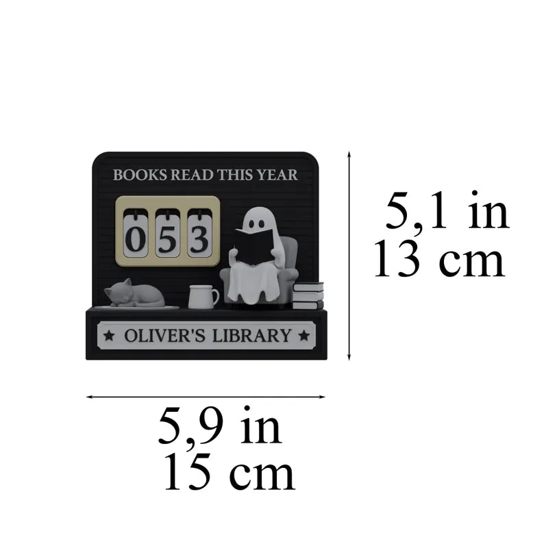 Personalized Halloween Book Tracker, Ghost Bookshelf Decor