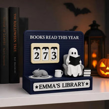 Personalized Halloween Book Tracker, Ghost Bookshelf Decor