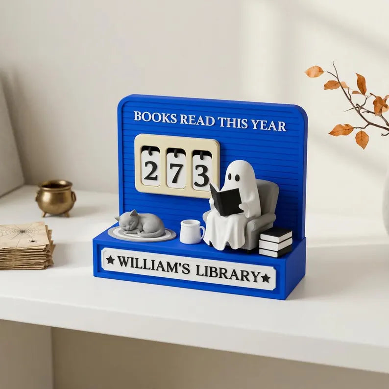 Personalized Halloween Book Tracker, Ghost Bookshelf Decor