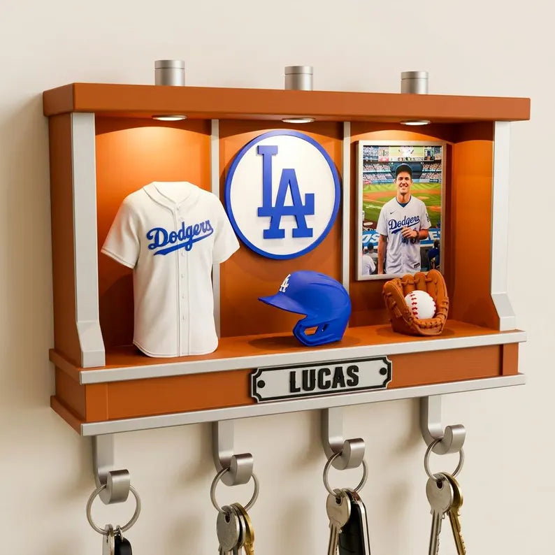 Personalized Baseball Wall Hook, Custom LED Key Holder