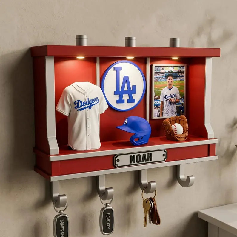 Personalized Baseball Wall Hook, Custom LED Key Holder