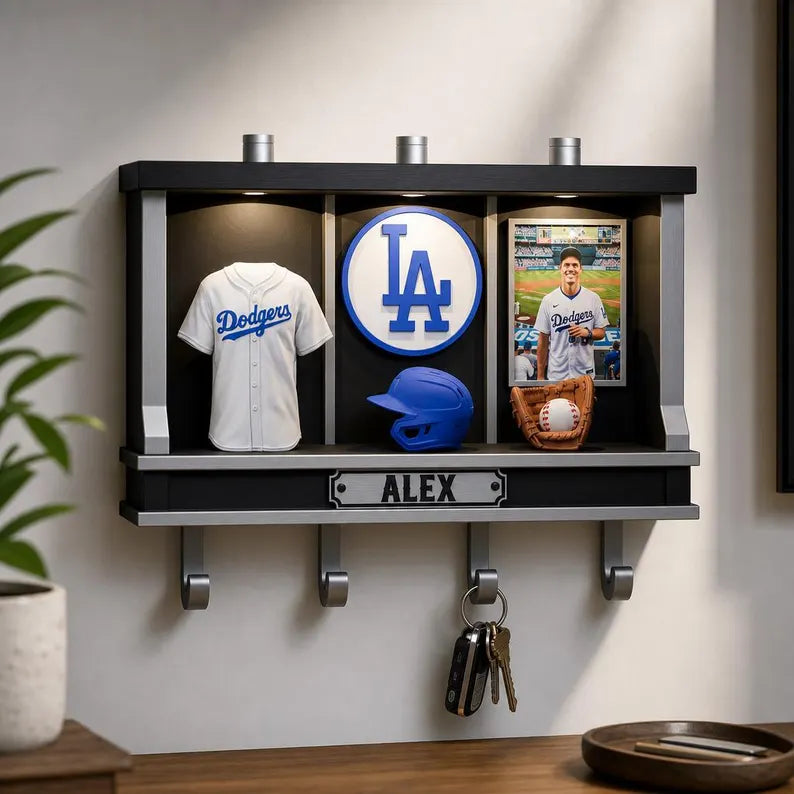 Personalized Baseball Wall Hook, Custom LED Key Holder
