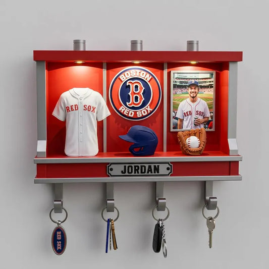 Custom Baseball Key Rack with LED Light, Personalized Name And Photo Key Holder, 3D Printed Home Decor for Baseball Fans