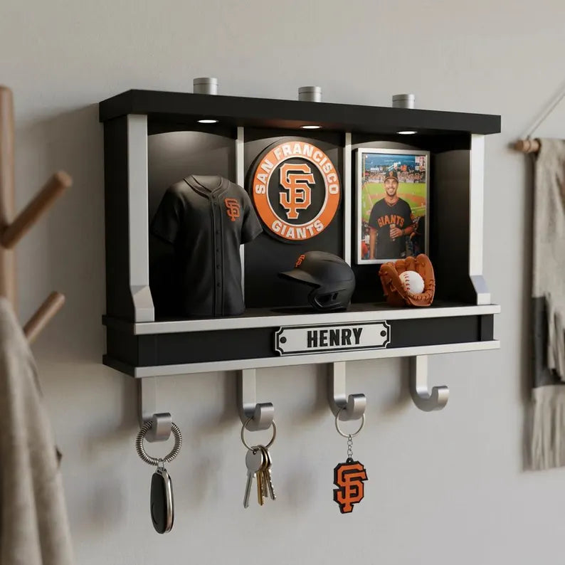 Custom Baseball Key Hanger, Personalized LED Wall Decor