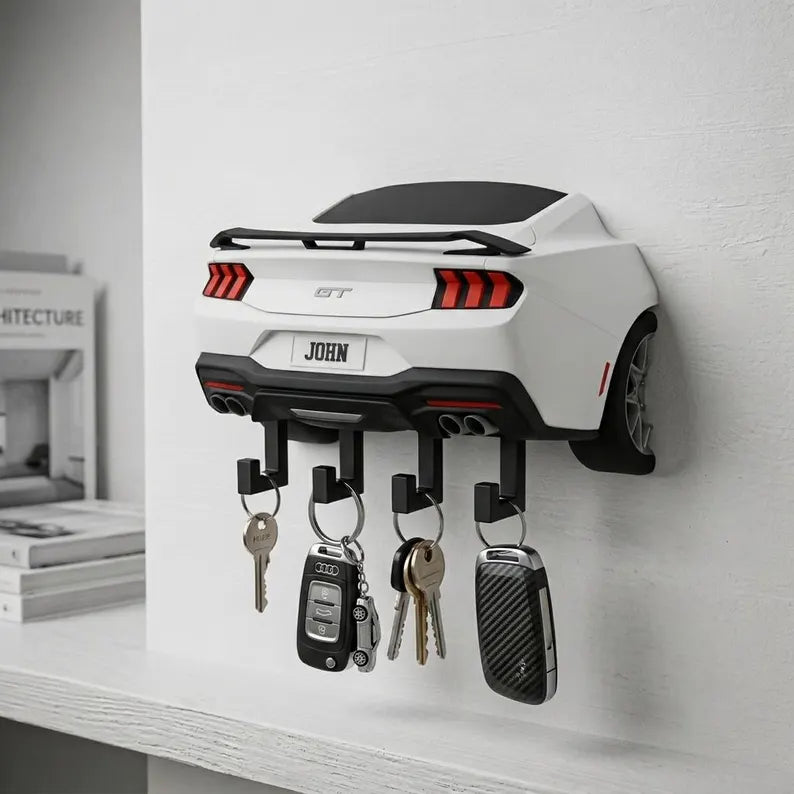 Personalized Supercar Key Holder, Custom Name Wall Decor
