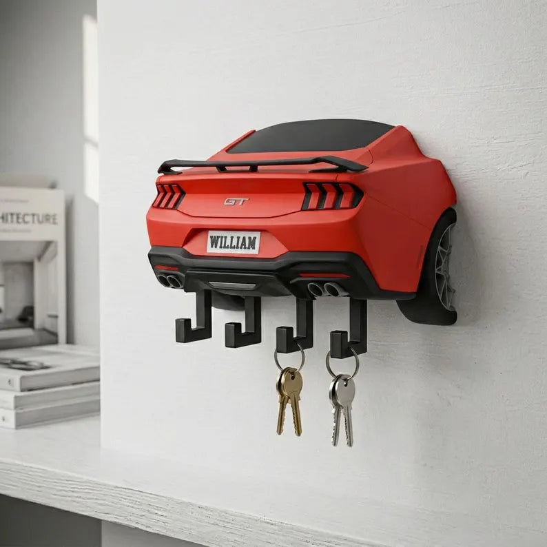 Personalized Supercar Key Holder, Custom Name Wall Decor