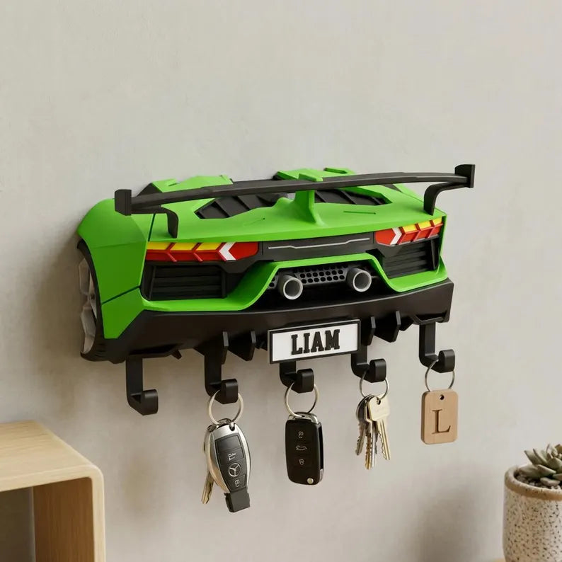 Personalized Sports Car Key Holder, Entryway Key Rack
