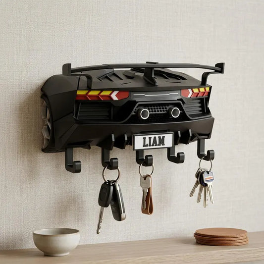 Personalized Sports Car Key Holder, 3D Printed Wall Mounted Key Rack, 3D Printed Key Rack for Entryway, Car Lover Gift