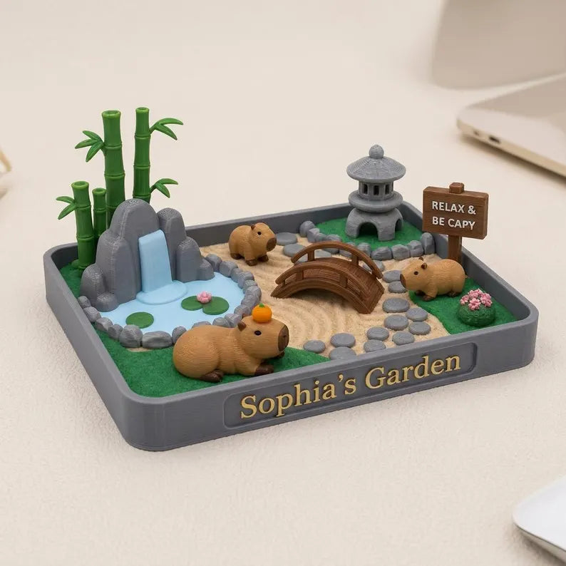 Personalized Capybara Zen Garden, Funny Desk Decor