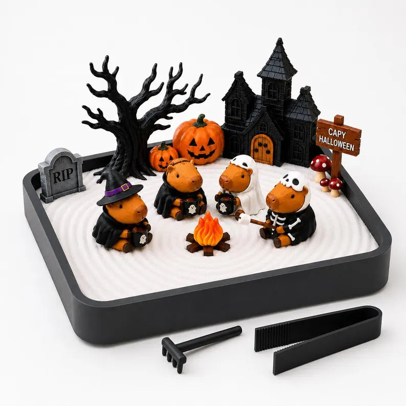 Custom Capybara Halloween Zen Garden