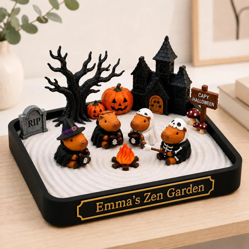 Custom Capybara Halloween Zen Garden