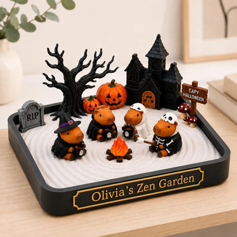 Custom Capybara Halloween Zen Garden