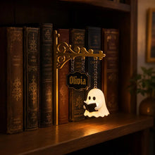 Personalized Ghost Bookshelf Lamp, Book Nook Decor