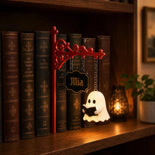 Personalized Ghost Bookshelf Lamp, Book Nook Decor