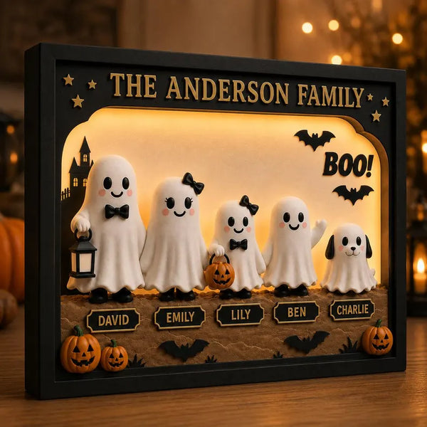 Personalized Halloween Ghost Light Box, Custom Family Decor