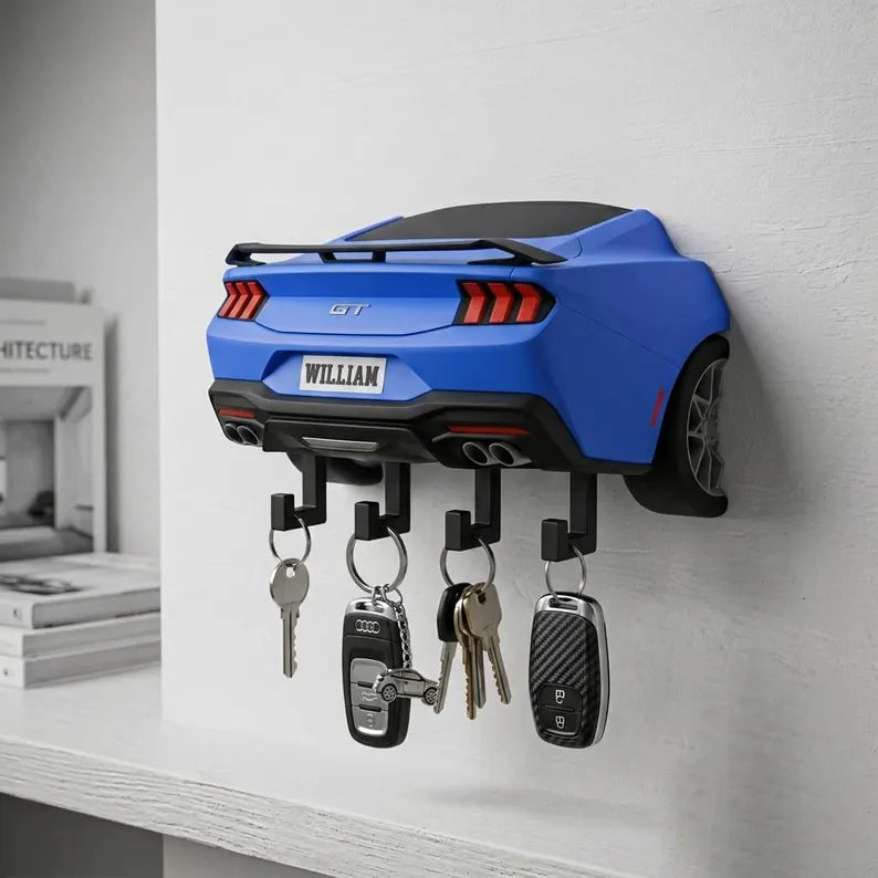 Personalized Supercar Key Holder, Custom Name Wall Decor