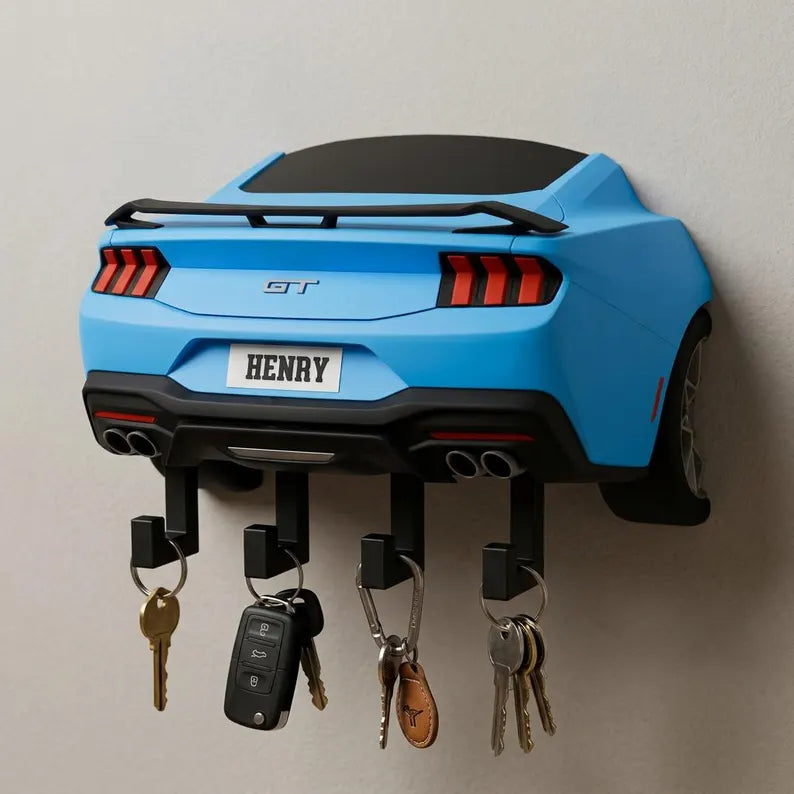 Personalized Supercar Key Holder, Custom Name Wall Decor