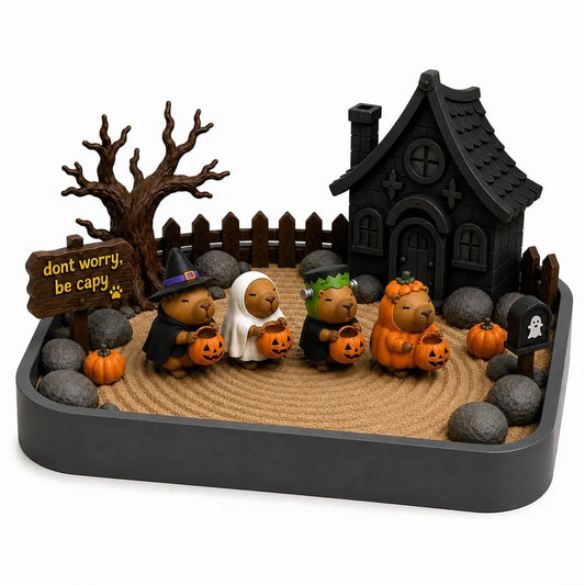 Personalized Halloween Capybara Zen Garden, 3D Printed Desk Decor