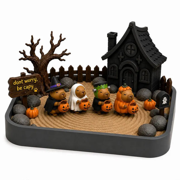 Personalized Halloween Capybara Zen Garden, 3D Printed Desk Decor
