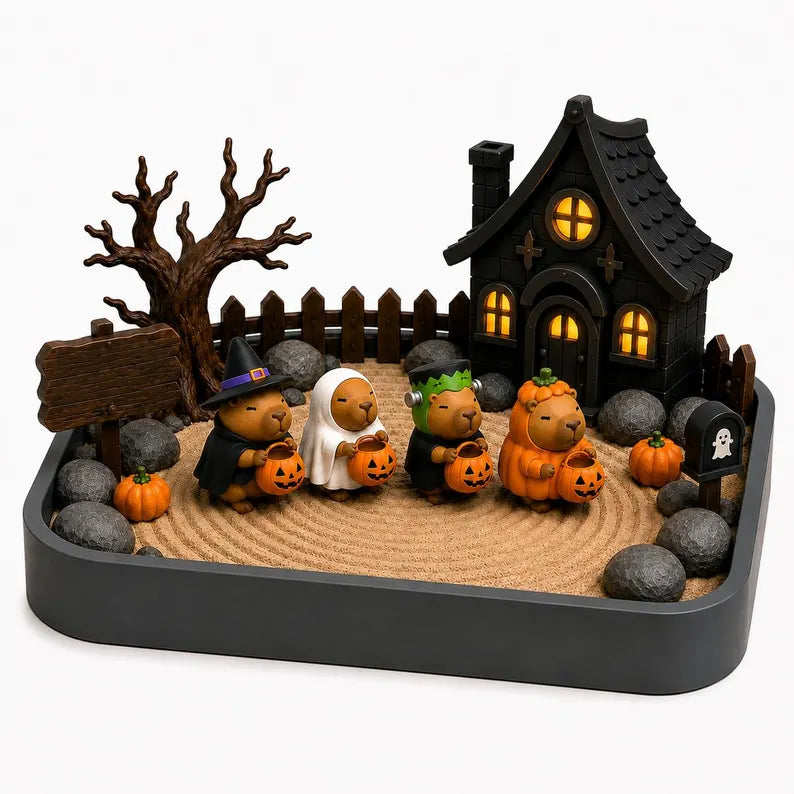 Personalized Halloween Capybara Zen Garden, 3D Printed Desk Decor