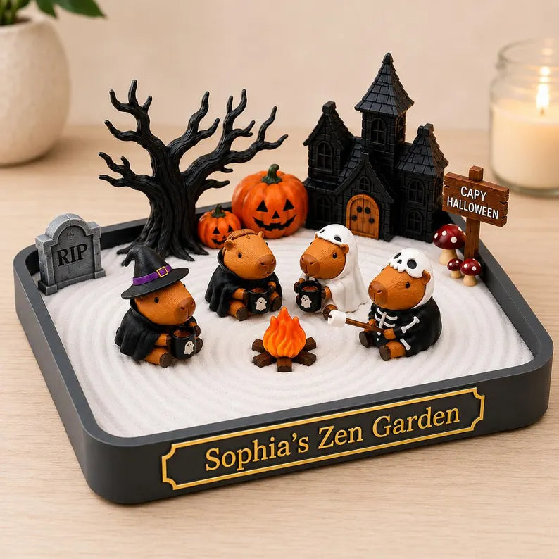 Custom Capybara Halloween Zen Garden