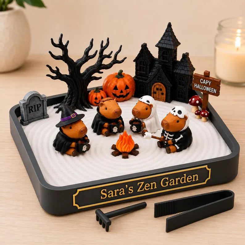 Custom Capybara Halloween Zen Garden
