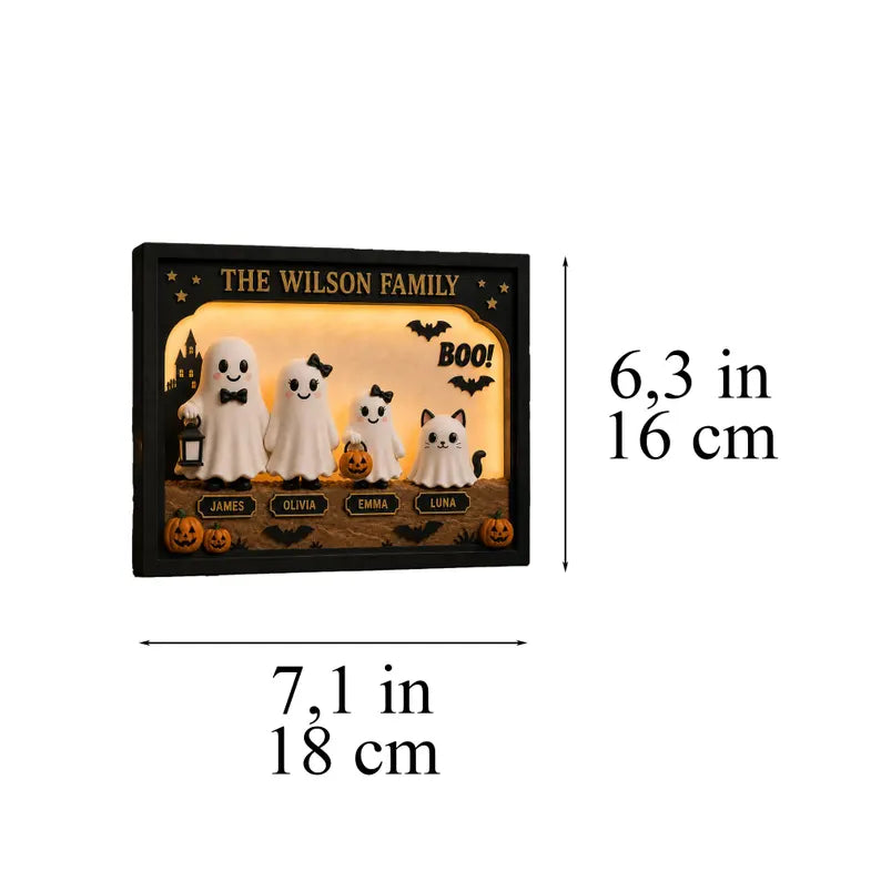 Personalized Halloween Ghost Light Box, Custom Family Decor